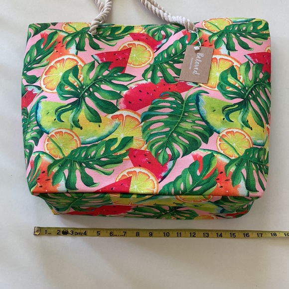 Jumbo Multi Color Tropical Fruit Beach Tote - Picture 10 of 11